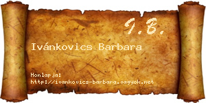 Ivánkovics Barbara névjegykártya