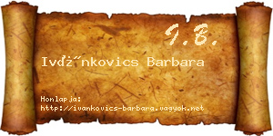 Ivánkovics Barbara névjegykártya